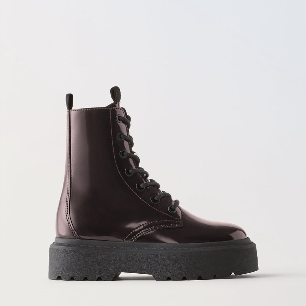 Zara Faux Patent Leather Ankle Boots